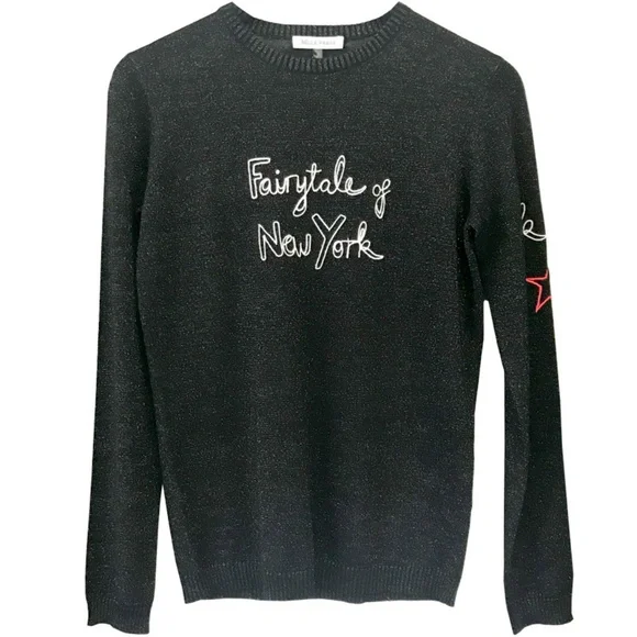 Elegant Black Crew Neck Sweater with New York Script - Picture 2 of 4